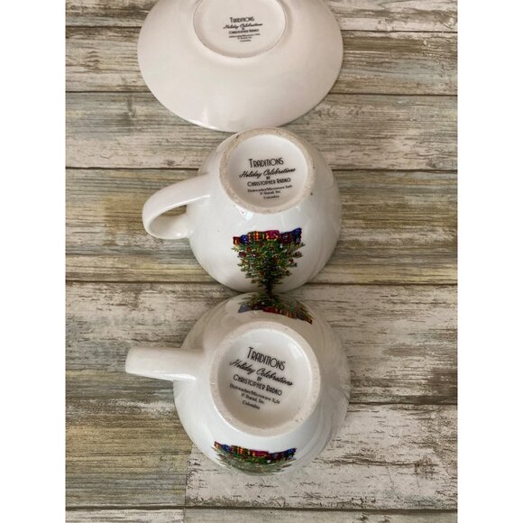 Christopher Radko Traditions Holiday Celebrations Cup & Saucer Set Christmas Tre - Picture 9 of 9